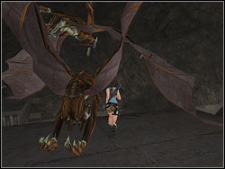 Two flying gargoyles will attack you - Sanctuary of the Scion 1 | Walkthrough - Egypt - Tomb Raider: Anniversary Game Guide & Walkthrough