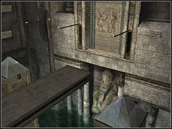 Jump into the water, swim to the shelf with the open bar, go out the water, turn left and jump to the pillar - Sanctuary of the Scion 2 | Walkthrough - Egypt - Tomb Raider: Anniversary Game Guide & Walkthrough