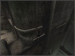 Step up the ladder, jump to the ledge behind you and then leap to the upper one - Sanctuary of the Scion 4 | Walkthrough - Egypt - Tomb Raider: Anniversary Game Guide & Walkthrough