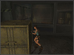 Run to the glassed room, push the green box under the cabin - Natlas Mines 1 | Walkthrough - Lost Islands - Tomb Raider: Anniversary Game Guide & Walkthrough