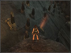 Jump to the pyramid and then leap to the stone shelf near the niche - Natlas Mines 3 | Walkthrough - Lost Islands - Tomb Raider: Anniversary Game Guide & Walkthrough