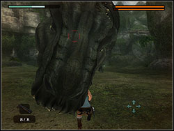 When T-rex is very weak, your task is to again push the proper direction keys - Bosses 1 | Walkthrough - Lost Islands - Tomb Raider: Anniversary Game Guide & Walkthrough