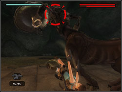 Centaur will attack you, wait, push the dodge key and when the two gun-points turn into the red one, shoot - Bosses 1 | Walkthrough - Lost Islands - Tomb Raider: Anniversary Game Guide & Walkthrough