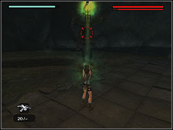 The beam will hit the Centaur, so he will turn into stone - Bosses 1 | Walkthrough - Lost Islands - Tomb Raider: Anniversary Game Guide & Walkthrough