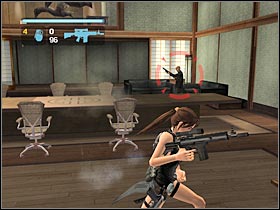 Head on to the RIGHT end of the huge table (starting from the door) - Japan - part III | Japan - Meeting w. Takamoto - Japan - Meeting with Takamoto - Tomb Raider: Legend Game Guide & Walkthrough