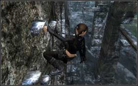Walk around the column and jump on the wall in the place from which you will be able to see protruding stones - [Southern Mexico] - Xibalba - part 1 - Southern Mexico - Tomb Raider: Underworld - Game Guide and Walkthrough