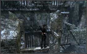 Use the beam to move forward and jump on the column which is located on the right side - [Southern Mexico] - Xibalba - part 1 - Southern Mexico - Tomb Raider: Underworld - Game Guide and Walkthrough