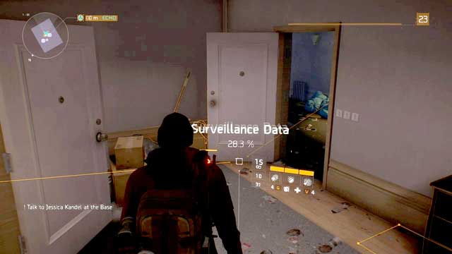 Go to the upper floor of the flat whose door is opened ajar - you find an ECHO signal there - Clinton (M5) | Intel data - Intel data - Tom Clancys The Division Game Guide