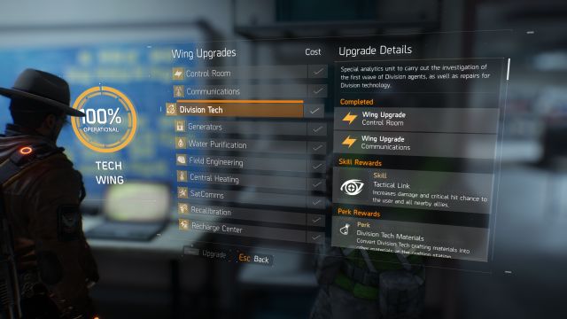 A fully upgraded Tech Wing. - Tech Wing | Base of Operations - Base of Operations - Tom Clancys The Division Game Guide
