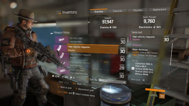 There are also secondary parameters, given to your weapons by installing various modifications. - Weapon parameters | Equipment - Equipment - Tom Clancys The Division Game Guide