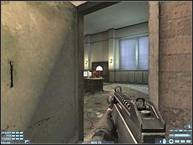 Head on to the nearby stairs (#1) - [Mission 14][Part: 1/2] Estate - Walkthrough - Rainbow Six: Lockdown - Game Guide and Walkthrough