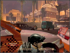 Some of the terrorist will appear in front of you - Mission 2.1: Calypso Casino - The Strip - Walkthrough - Tom Clancys Rainbow Six: Vegas - Game Guide and Walkthrough