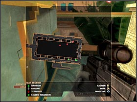 Once you've secured this part of the room, go back to the stairs and order your teammates to go to the lower floor (#1) - Mission 2.4: Calypso Casino - Dr. Smythe - Walkthrough - Tom Clancys Rainbow Six: Vegas - Game Guide and Walkthrough