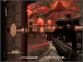 You could also use some of the carried smoke grenades (#1) in order to blind the second group of terrorists - Mission 3.1: Downtown Vegas - Exclusive Gone Wrong - Walkthrough - Tom Clancys Rainbow Six: Vegas - Game Guide and Walkthrough