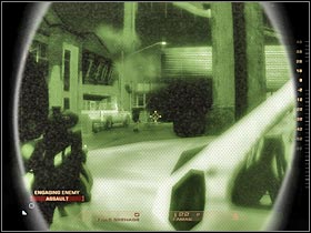 I would recommend hiding behind containers that are located near the scaffoldings - Mission 3.3: Downtown Vegas - Mafia House - Walkthrough - Tom Clancys Rainbow Six: Vegas - Game Guide and Walkthrough