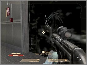 Open the door and make a few steps forward - Mission 4.2: Vertigo Spire - Tower Bar - Walkthrough - Tom Clancys Rainbow Six: Vegas - Game Guide and Walkthrough