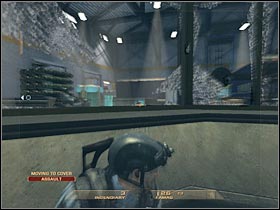 Start off by ordering your teammates to hide near the stairs - Mission 6.4: Nevada Dam - Facility - Walkthrough - Tom Clancys Rainbow Six: Vegas - Game Guide and Walkthrough