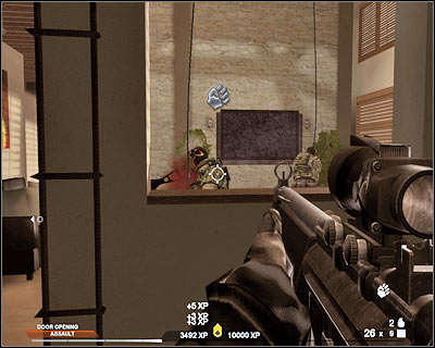 Rejoin with the rest of your squad, however I'm sure that your colleagues will secure their room without your immediate help - Scene 2 - Hacienda - part 2 - Act 7 - Estate - Tom Clancys Rainbow Six: Vegas 2 - Game Guide and Walkthrough