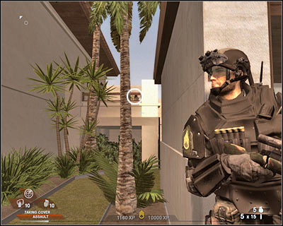 Start moving towards the second building along with the rest of your squad (screen) - Scene 1 - Compound - part 1 - Act 7 - Estate - Tom Clancys Rainbow Six: Vegas 2 - Game Guide and Walkthrough