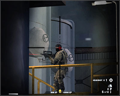 You may proceed towards the ladder - Scene 3 - Refinery - part 2 - Act 6 - Nevada Desert - Tom Clancys Rainbow Six: Vegas 2 - Game Guide and Walkthrough