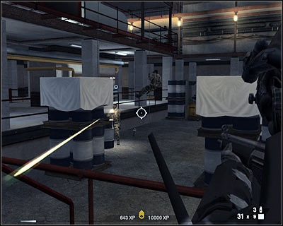 Your next objective here will be to take out a gunner (screen) - Scene 1 - Drop Off - part 2 - Act 6 - Nevada Desert - Tom Clancys Rainbow Six: Vegas 2 - Game Guide and Walkthrough