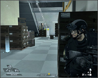 Order your colleagues to follow your lead and use the stairs to get to the roof area - Scene 4 - Extraction - part 1 - Act 5 - Theater - Tom Clancys Rainbow Six: Vegas 2 - Game Guide and Walkthrough