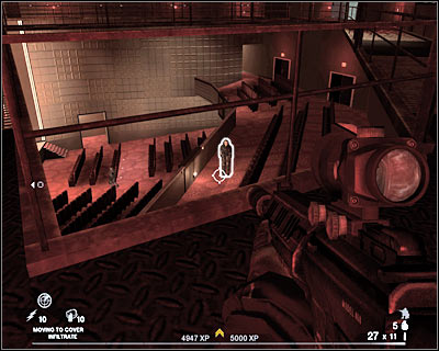 Now you should consider moving to your left, so you'll see the entire stage - Scene 3 - Center Stage - part 2 - Act 5 - Theater - Tom Clancys Rainbow Six: Vegas 2 - Game Guide and Walkthrough