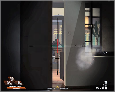 You will have to reach the last room, because that's where you'll find new grapple points - Scene 1 - Penthouse - part 2 - Act 5 - Theater - Tom Clancys Rainbow Six: Vegas 2 - Game Guide and Walkthrough