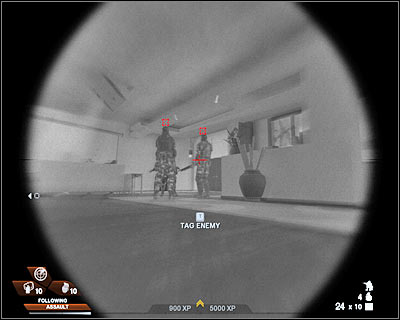 You can proceed to a nearby balcony if you want to, because you would be able to surprise enemy units from here (screen) - Scene 1 - Penthouse - part 1 - Act 5 - Theater - Tom Clancys Rainbow Six: Vegas 2 - Game Guide and Walkthrough