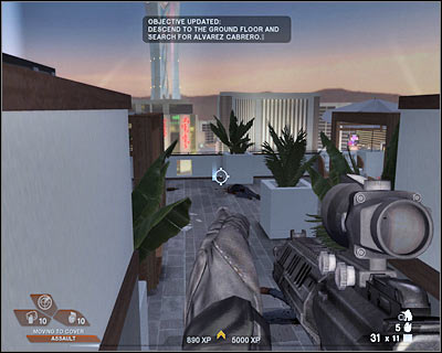 You may proceed towards the stairs along with the rest of the team - Scene 1 - Penthouse - part 1 - Act 5 - Theater - Tom Clancys Rainbow Six: Vegas 2 - Game Guide and Walkthrough