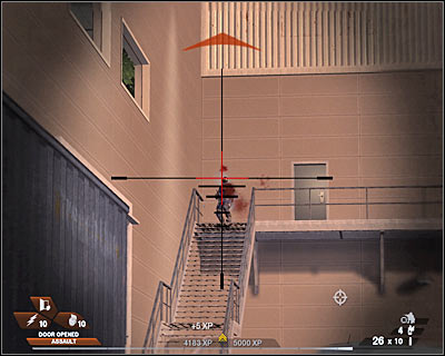 Once you've killed the sniper and the gunner, allow your men to approach this left door (screen) - Scene 2 - Exhibition Hall - part 1 - Act 4 - Convention Center - Tom Clancys Rainbow Six: Vegas 2 - Game Guide and Walkthrough