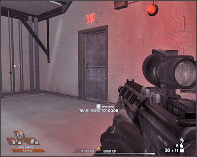 Open the door by yourself and take out a single enemy soldier (screen) - Scene 2 - Exhibition Hall - part 1 - Act 4 - Convention Center - Tom Clancys Rainbow Six: Vegas 2 - Game Guide and Walkthrough