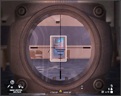 Obviously you won't be able to kill all the terrorists from this highest balcony, so sooner or later you'll have to make a decision to head on to the lower level - Scene 1 - South Hall - part 1 - Act 4 - Convention Center - Tom Clancys Rainbow Six: Vegas 2 - Game Guide and Walkthrough