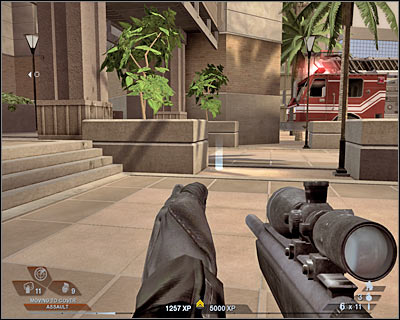 You will have to be extremely careful here, because an enemy sniper is hiding to your right - Scene 3 - Library - part 1 - Act 3 - Recreation Center - Tom Clancys Rainbow Six: Vegas 2 - Game Guide and Walkthrough