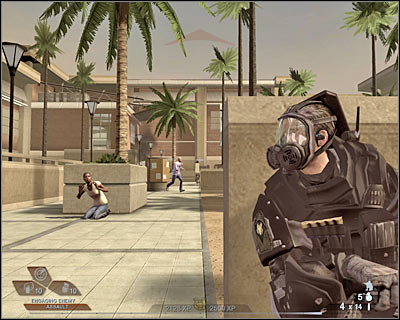 You will probably notice that reinforcements have arrived in the area - Scene 1 - Gymnasium - part 1 - Act 3 - Recreation Center - Tom Clancys Rainbow Six: Vegas 2 - Game Guide and Walkthrough