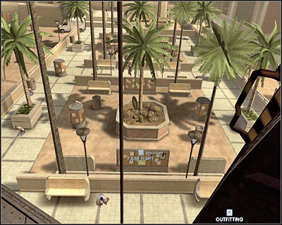 Once you've reached the ground level, wait for your colleagues to join you - Scene 1 - Gymnasium - part 1 - Act 3 - Recreation Center - Tom Clancys Rainbow Six: Vegas 2 - Game Guide and Walkthrough