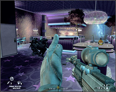 You should be playing very aggressively here, especially since you're probably being attacked from at least two different directions - Scene 2 - Nightclub - part 3 - Act 2 - Old Vegas - Tom Clancys Rainbow Six: Vegas 2 - Game Guide and Walkthrough