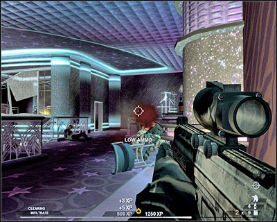 It's also very important that you hide your men before they get shot at from many different directions - Scene 2 - Nightclub - part 3 - Act 2 - Old Vegas - Tom Clancys Rainbow Six: Vegas 2 - Game Guide and Walkthrough