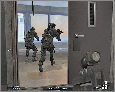 Gather your squad members around your position and head on towards the staircase - Scene 2 - Ambush - part 2 - Act 1 - Pyrénées - Tom Clancys Rainbow Six: Vegas 2 - Game Guide and Walkthrough