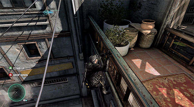 Crossing over the cornices - Reach the vicinity of the police station - Mission 1 - Safehouse - Tom Clancys Splinter Cell: Blacklist - Game Guide and Walkthrough