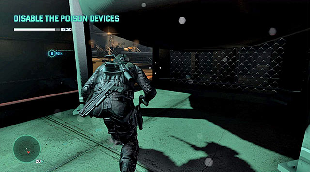 Return downstairs quickly, because one of the terrorists may soon start going towards the disabled pump - Disable the poison devices - Mission 3 - American Consumption - Tom Clancys Splinter Cell: Blacklist - Game Guide and Walkthrough