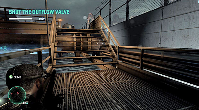 You now need to return o the area where you earlier started the exploration of the area to the right of the control room - Shut the outflow valve - Mission 3 - American Consumption - Tom Clancys Splinter Cell: Blacklist - Game Guide and Walkthrough