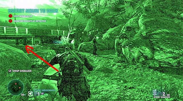 Stop again when you reach the rocks - Escort Nouri - Mission 4 - Private Estate - Tom Clancys Splinter Cell: Blacklist - Game Guide and Walkthrough
