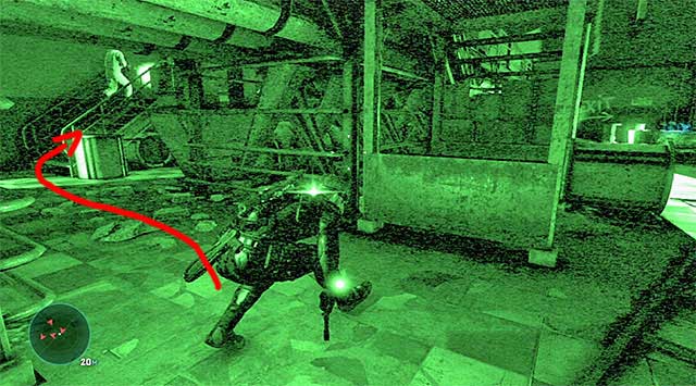 Walk over to the right part of the room, where you have just assaulted one of the enemies and go, slowly, towards the opposite end of the hall - Locate Sadiq - Mission 5 - Abandoned Mill - Tom Clancys Splinter Cell: Blacklist - Game Guide and Walkthrough