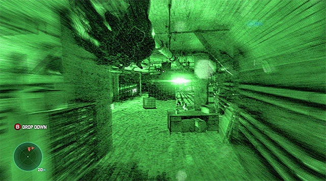 The pipe under the ceiling, to the right - Locate Sadiq - Mission 5 - Abandoned Mill - Tom Clancys Splinter Cell: Blacklist - Game Guide and Walkthrough