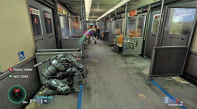 Walk over to the car with the group of terrorist and hide behind a cover as soon as possible - Catch up with the ringleader of the engineer cell - Mission 7 - Transit Yards - Tom Clancys Splinter Cell: Blacklist - Game Guide and Walkthrough