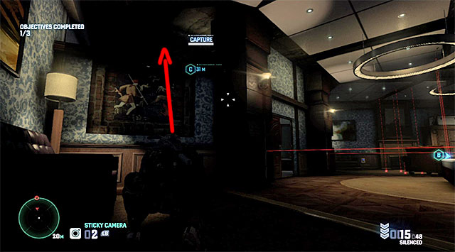 The device marked as B is a phone and it is located in the bedroom on one of the middle levels of the fort - Mission 1 - Hawkins Seafort - Optional missions assigned by Grim - Tom Clancys Splinter Cell: Blacklist - Game Guide and Walkthrough