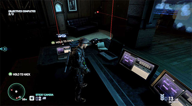 Blacklist Laptop is in the office on the very same level, where you visit the bedroom to bug the phone - Mission 1 - Hawkins Seafort - Optional missions assigned by Grim - Tom Clancys Splinter Cell: Blacklist - Game Guide and Walkthrough