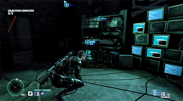 Regardless of which path you have chosen, you should reach the device marked as A - Mission 3 - Hackers Den - Optional missions assigned by Grim - Tom Clancys Splinter Cell: Blacklist - Game Guide and Walkthrough