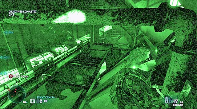 The area around the upper balconies - Mission 3 - Hackers Den - Optional missions assigned by Grim - Tom Clancys Splinter Cell: Blacklist - Game Guide and Walkthrough